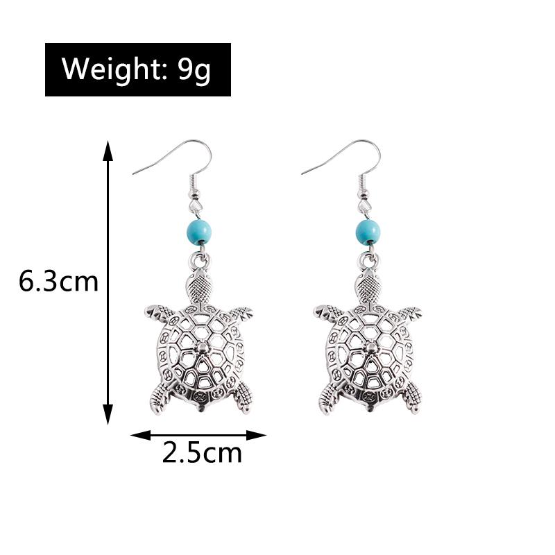 Cute Hollow Turtle Drop Earrings for Women Cartoon Animal Turquoise Dangle Earrings Girls Party Holiday Jewelry Gifts