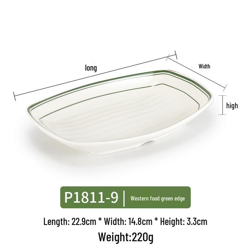 Melamine Rectangular Imitation Porcelain Plate for Hot Pot, BBQ, and Sushi Restaurants