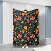 A Comfortable Party Theme Fleece Blanket Perfect Gift Soft High-Definition Digital Print Black Base with Colorful Balloons Masks