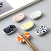 Chopstick Rest Broad Bean Pillow Holder Japanese Style Pattern Ceramic Tableware Cutlery Spoon Stylish Simple Design (set 6)