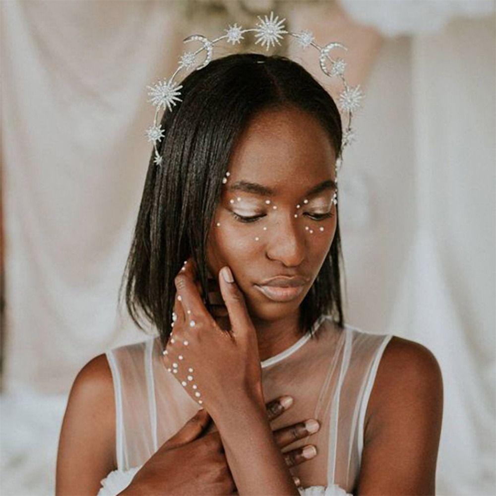 Gold Silver Color Crystal Star Hairband Sparkling Stars Tiaras Bridal Crown Hair Accessories Headwear Princess Queen