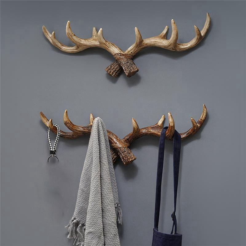M-Modern-Vintage Deer Antlers Wall Hooks -28Cm Wall Mounted Clothes Hanger Coat Rack Key Holder For Decorative Wall Hook,B Easy