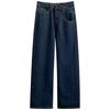 Women's High-Waist Blue-Gray Wide-Leg Jeans: New Spring/Autumn Styles, Cross-Waist, Small Size, Loose, Versatile, Floor-Length.