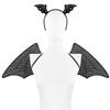 Halloween Wing Bats Wing with Headwear Set Vampires Costume Wing Bats Ears Headband Black Wing for Fancy Dress Parties