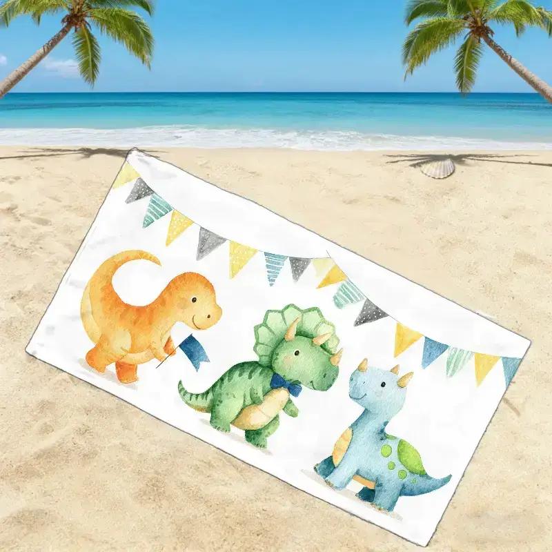 1pc Dinosaur Archaeology Theme Day Beach Towel, DIY Craft Festival Beach Towel, Soft, Absorbent, Quick-Drying, Dinosaur Era