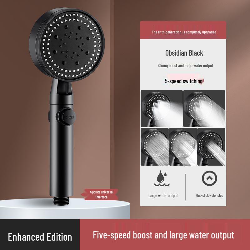 

Black Warrior Five-Speed Pressurized Shower Head for Powerful Bathing Experience