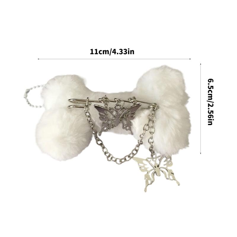 Plush Bone Butterfly Keyring Cute Plush Accessory User Friendly Material Compact Size Ideal For Backpack Keys Charm