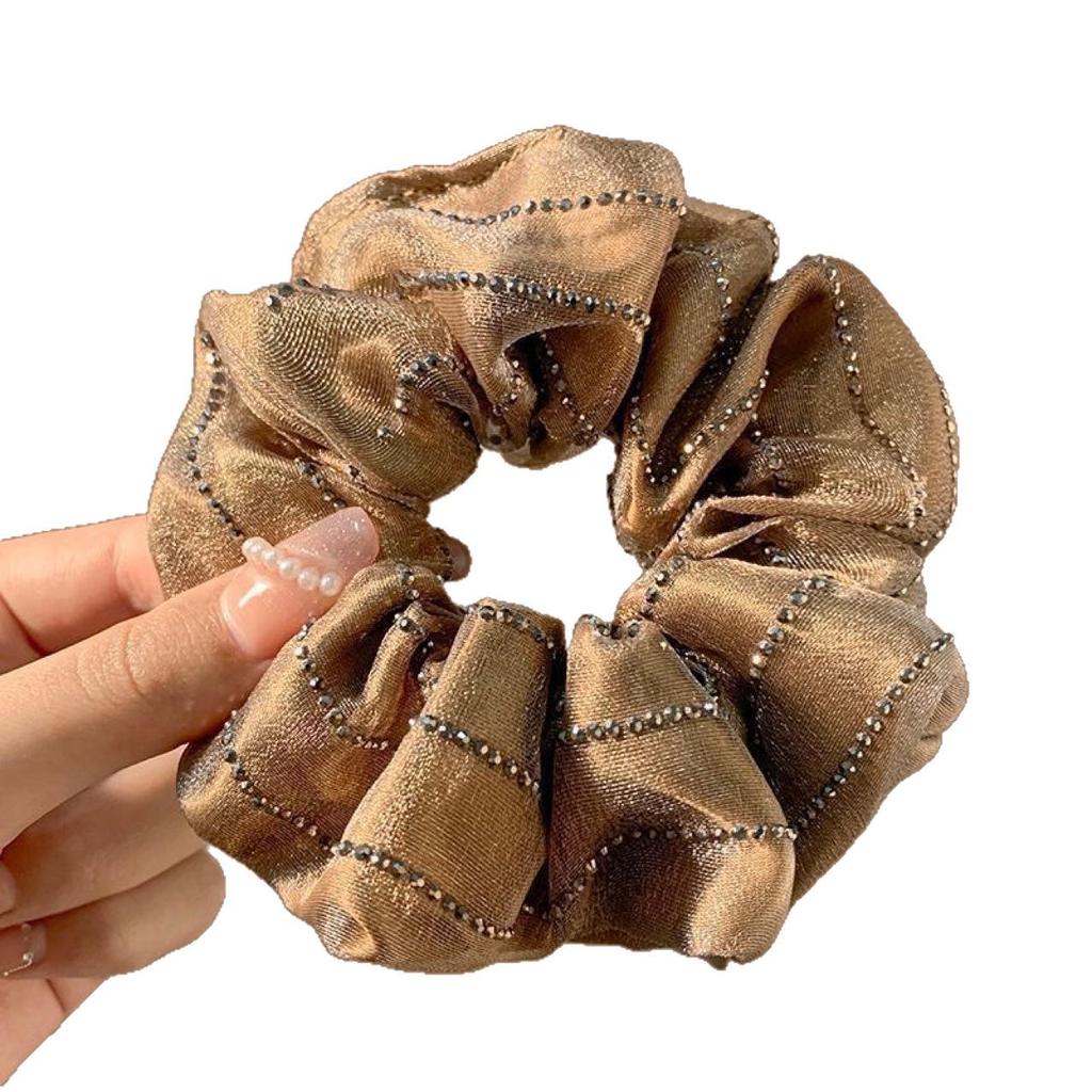 Luksusowa Siateczkowa Gumka do Włosów z Kwiatem - Elastyczna Damska Gumka do Włosów do Niskiego Kucyka