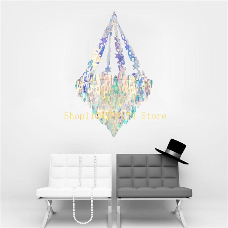 

Romantic Chandelier Shaped Hanging Decoration Shiny Iridescent White Foil Ceiling Ornament for Party Wonderland Decor top sale China Mainland