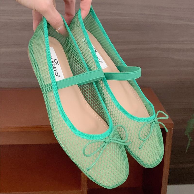 

Простые сетчатые дышащие туфли Мэри Джейн на мягкой подошве для женщин, модный дизайн с бантом, туфли-лодочки, балетки для вечеринок и танцев 39 зелёный
