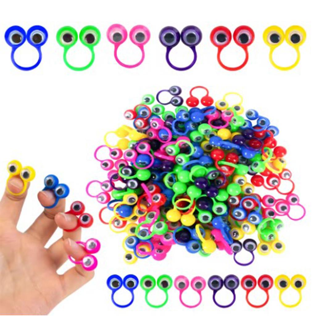 20PCS Fun Wiggle Eyeball Puppet Finger Rings Plastic Party Souvenir Toys for Kids Jokes Practical Game Gifts Birthday Decoration
