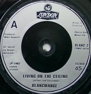 Disque 45 tours BLANCMANGE Living On The Ceiling BLANC3 London Records 1982 Royaume-Uni Dance Electronica Occasion