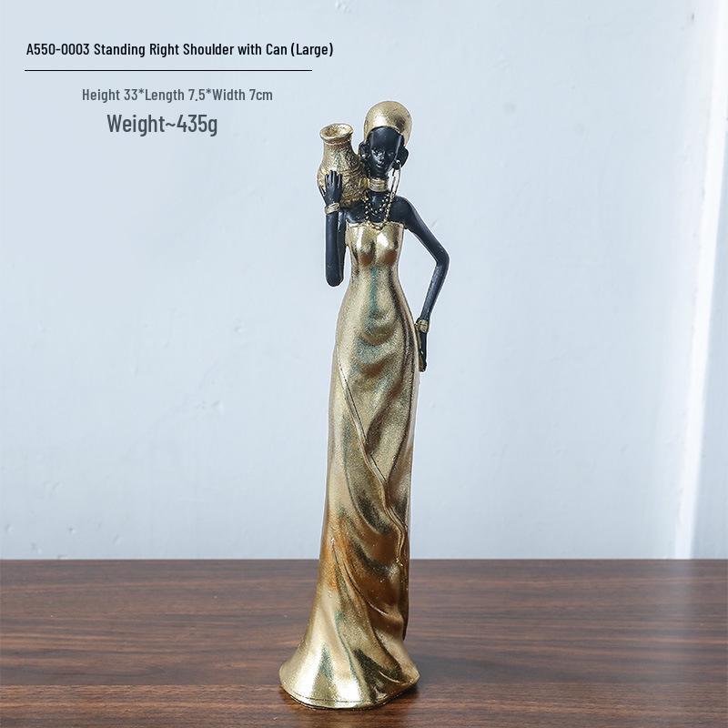 Modern Retro African Black Figurine Ornaments - Creative Soft Decor for Light Luxury Living Room