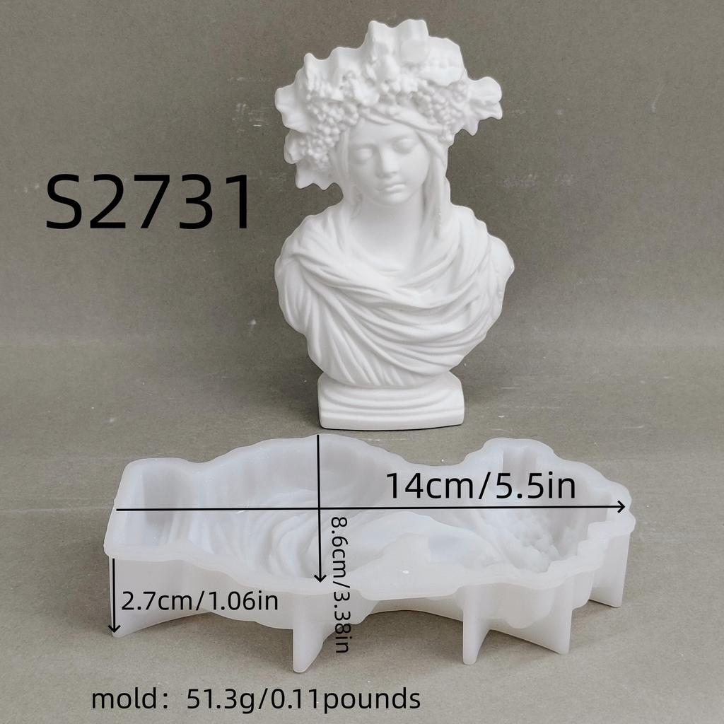 Classical Silicone Mold Flexible Home Decor Mold 3d Female Bust Mold Elegant For Home Decor Artistic Sculpture Aromatherapy