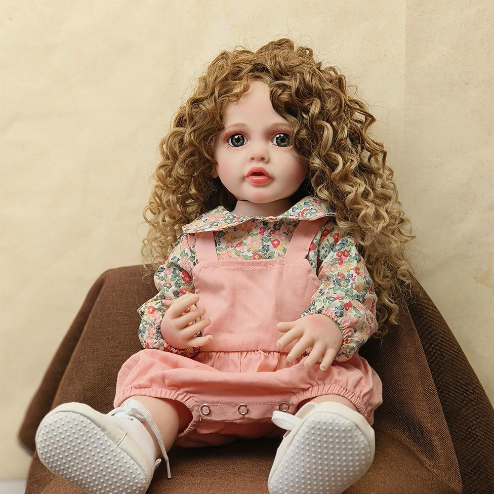 22'' 55cm Full Vinyl Reborn Baby Doll Betty Lovely Baby Girl Doll with Africa Popular Afro Hair Lifelike Princess Toddler Simulation Dolls for Kids