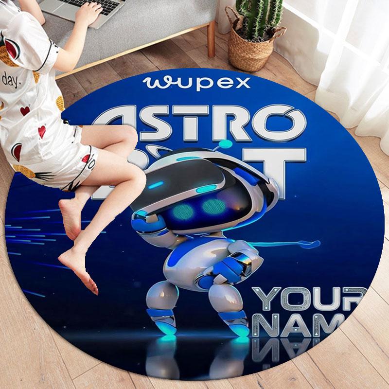 ASTRO BOT Custom Name Round Area Rug,Carpet Rug for Living Room Bedroom Sofa Playroom Decor,Non-slip Floor Mat