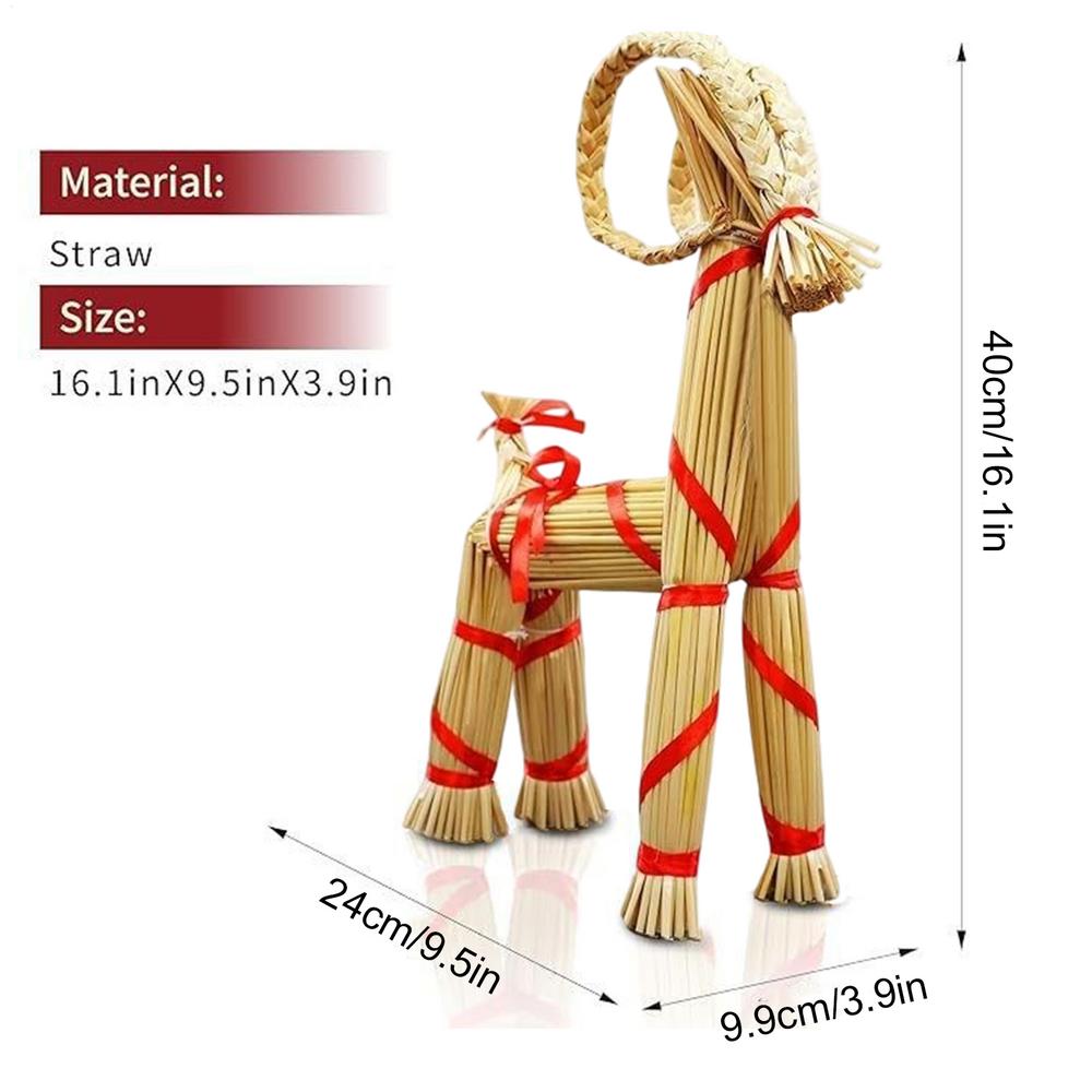 Yule Goat Christmas Seasonal Decorations Straw Goat Swedish Tradition Decor for Indoor Outdoor Living Room Desk Party Garden