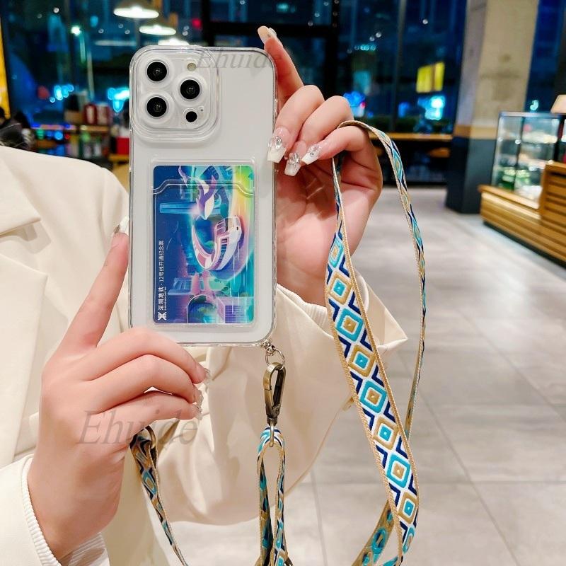 Vintage Strap Case For Samsung Galaxy S25 Ultra S24 FE A36 A06 A16 A55 A35 A15 Crossbody Lanyard Wallet Card Crystal Clear Cover