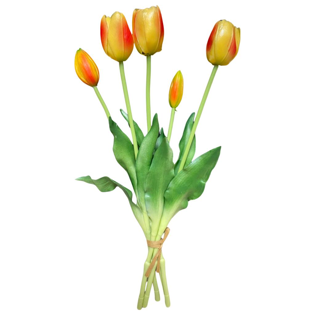 Yellow-orange Tulips - Rubber Bouquet with Tulips 39 Cm Real Touch Color 16