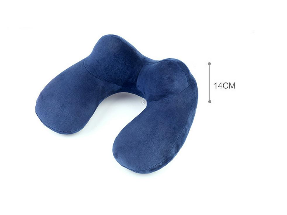 U-shaped Inflatable Travel Pillow Set: Includes Neck Support, Eye Mask, and Earplugs.