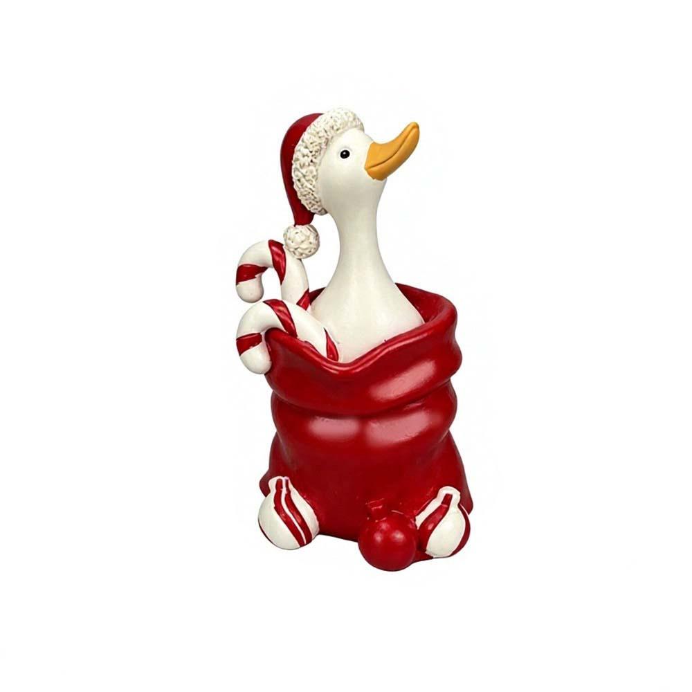 Exquisite Xmas Tabletop Ornament Durable Resin Animal Statue Christmas Duck Figurine  Office Desk