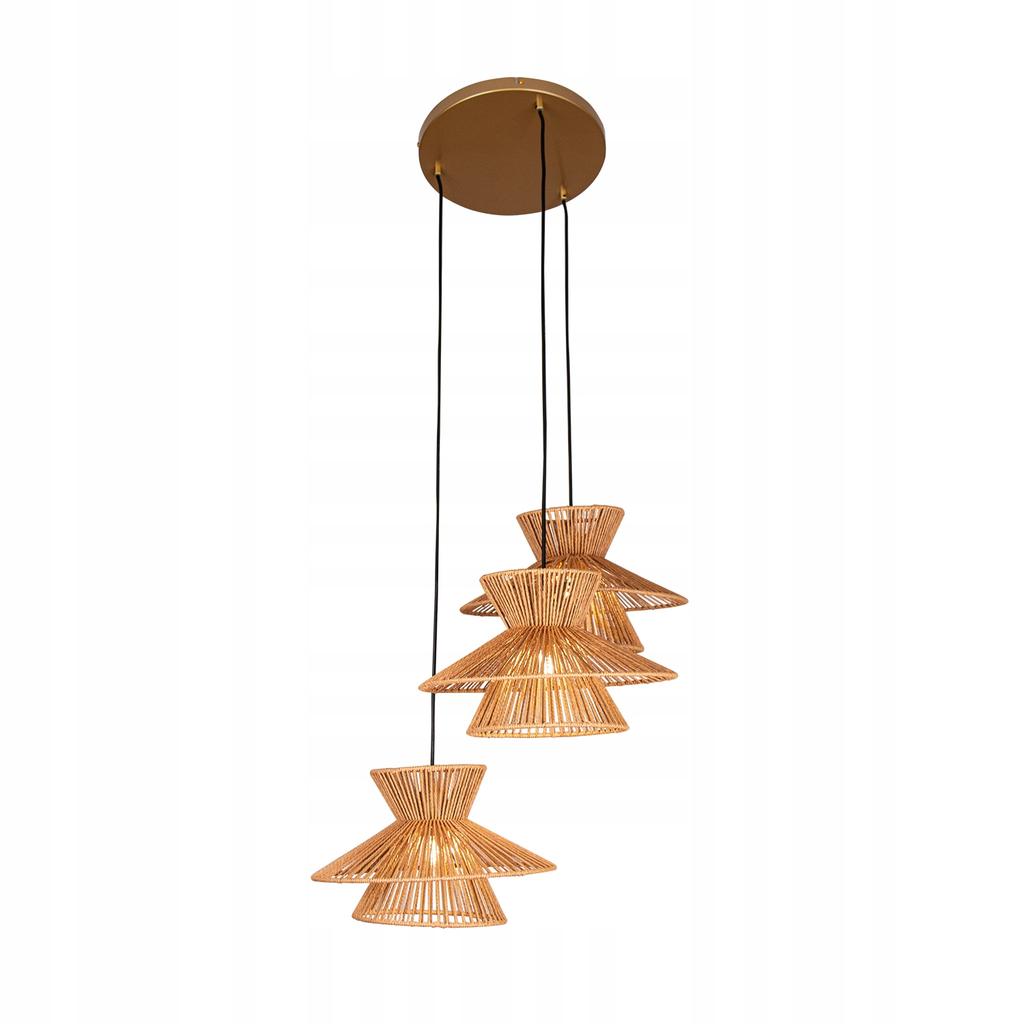 Hanging Ceiling Lamp Bamboo Boho Rattan Wood Loft
