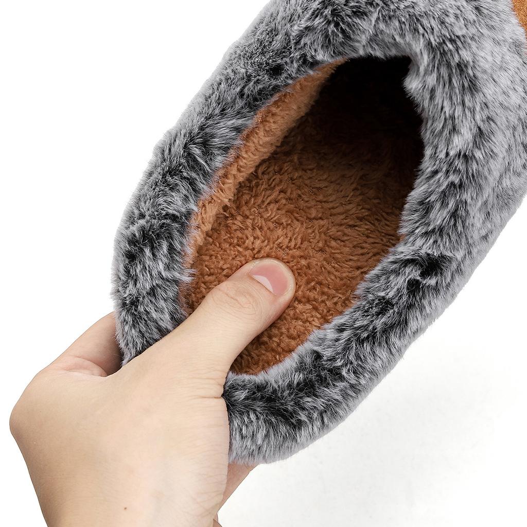 Winter Hairy Slippers for Home Use, Anti Slip and Warm Cotton Slippers, Faded Fur Mouth, Thick Sole, Couple Style Cotton Slippers