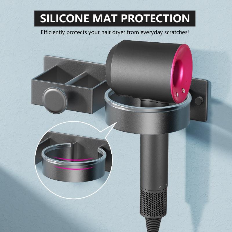 Punch-Free Hairdryer Storage Rack Wall Mounted Hair Dryer Holder Stand Shelf For Home Bathroom Dressing Room No Drill Organizer