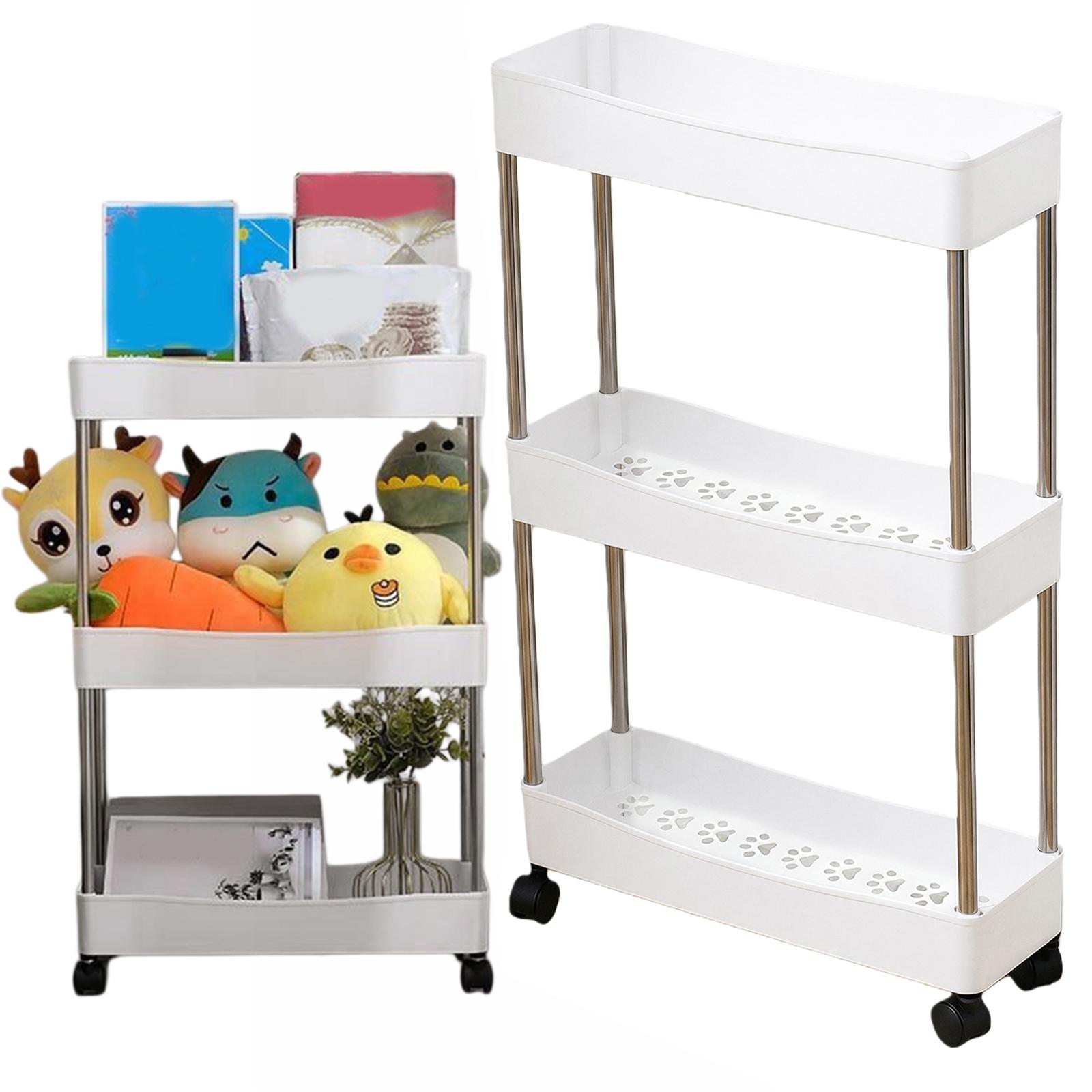 3-Tier Slim Mobile Shelving Unit Multi-Layer Rolling Bathroom Storage Organizer for Kitchen Bathroom Laundry Room Narrow Places China Mainland