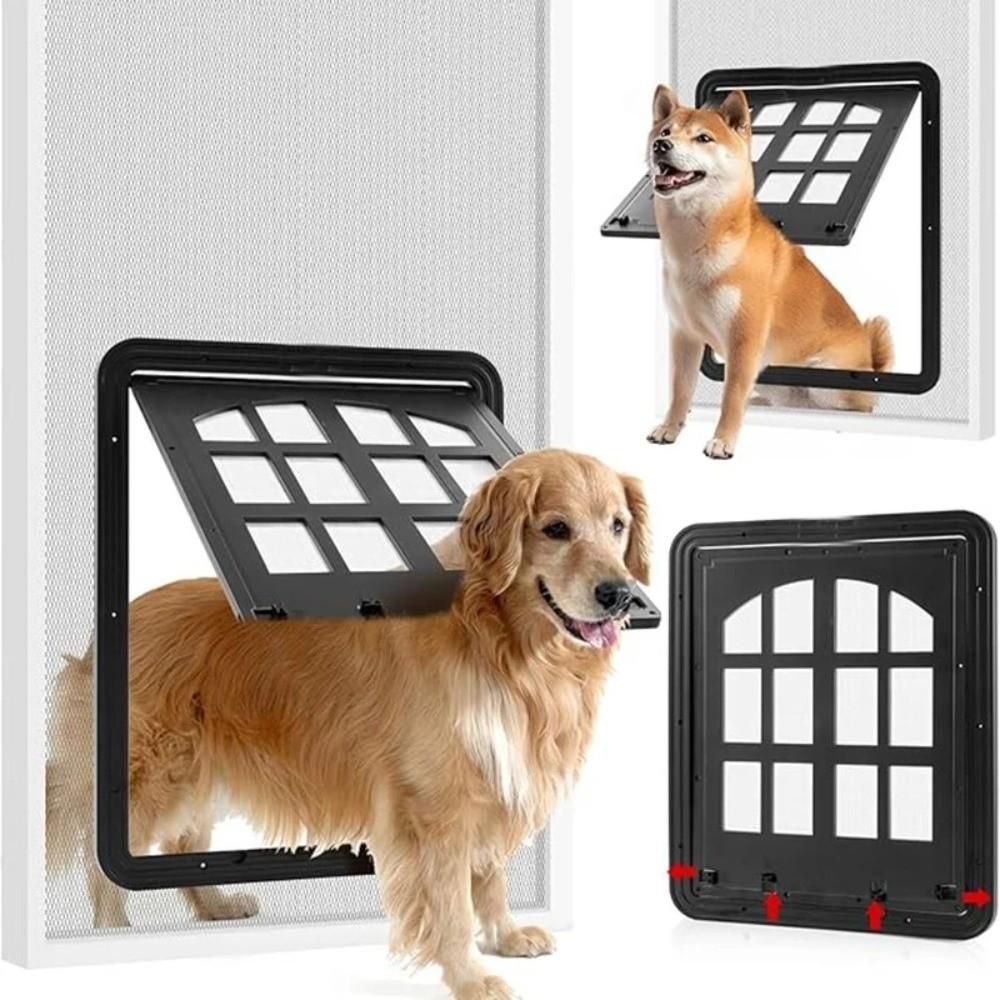 Self-Closing Dog Screen Door Reinforced Dog Sliding Door Screen Pet Lockable Screen Door  Patio