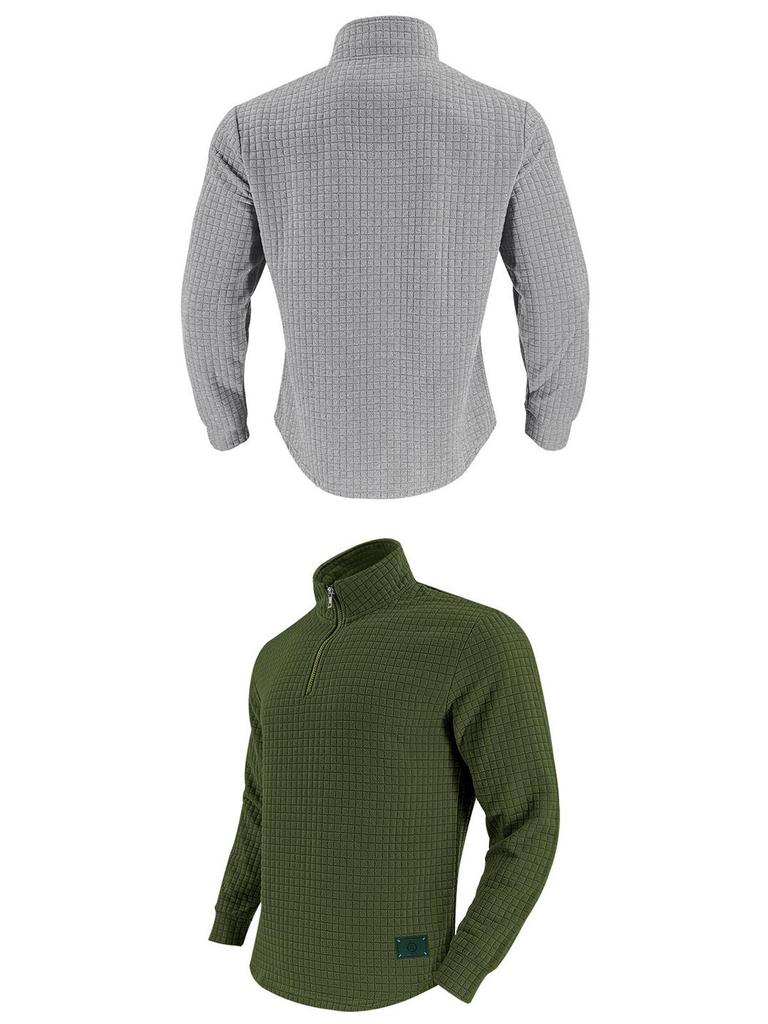 Herren Freizeit Jacquard Stehkragen Halbreißverschluss Sweatshirt für Frühling & Herbst