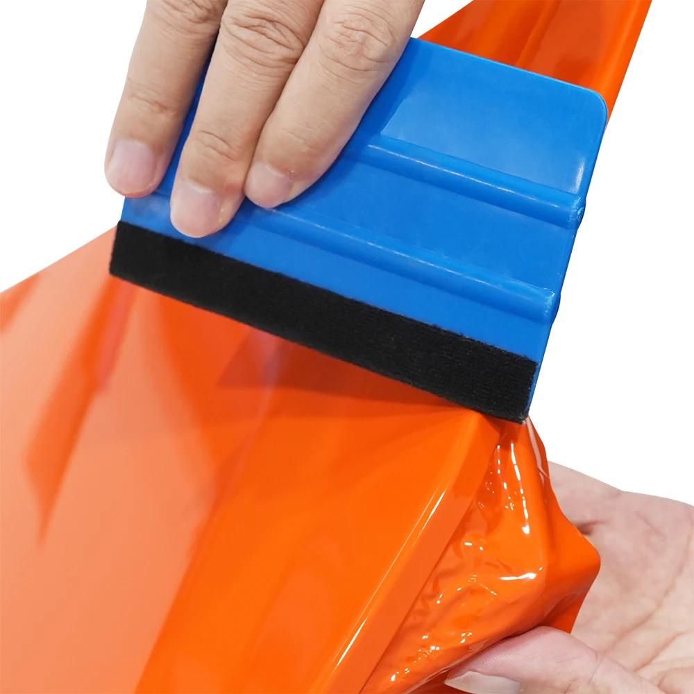 

Car Sticker Gloss Orange Car Adhesive Vinyl Wrap PET Color Change Film Bubble Free Wrap Film Car Accessories Interior Exterior 10x100cm