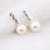 Flower Zircon Earrings, Pearl Studs, Ladies' Heart-shaped Geometric Set with Zirconia Gemstone Accessories Earrings