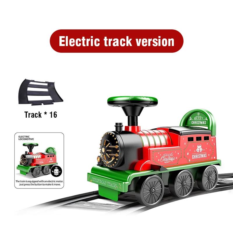 Non-Toxic Ride-On Train With Track Children Toy Train With Lights Sounds And Storage Seat Riding Fun Toys For Kids Christmas Gifts