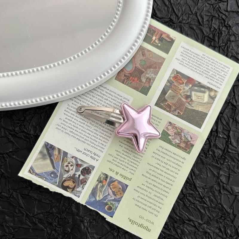 PU-Leather Hair Clip Hairpins Fashion Five-Pointed Star Hair Barrettes Sweet Headpiece Hair Accessories for Women Girls