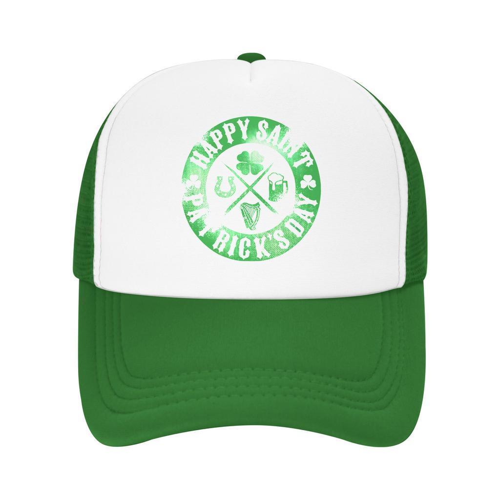 Happy Saint Patricks Day  Outfits Mesh Trucker Hat Summer Breathable  Meshback Sun Caps Trendy Adjustbale
