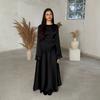 Women Round Neck Satin Blouse Long Sleeve Lace Trim Cuffs & Hem Side Twist Waist Elegant Commuter Office Dressy Top
