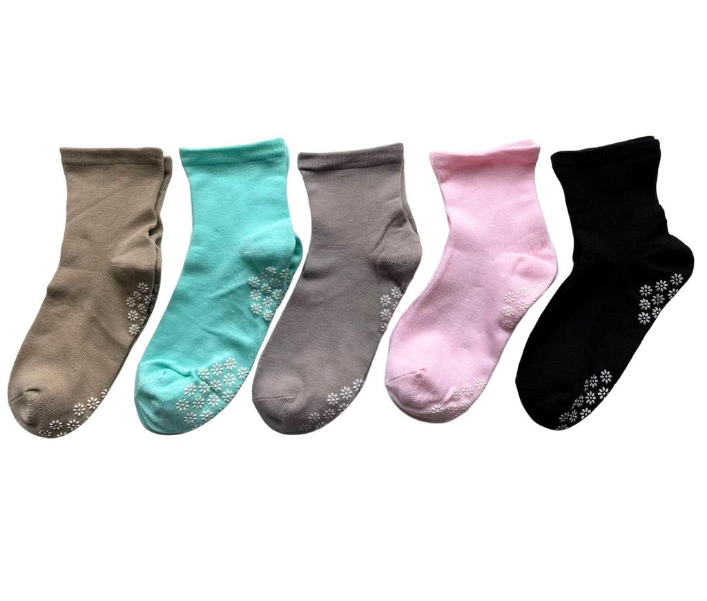 Summer Elastic Loose Set E13 Women's Non-Slip Socks, 5-Pair Set, Thin, Socks, Non-Slip, Cuffs, Fit, 5-Pair (Colors Available)