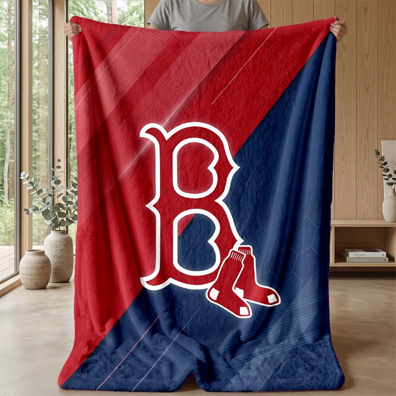 Boston Red Sox Flannel Fleece Blanket Cozy Warm Throw Blanket For Couch Bed Travel All Season Use