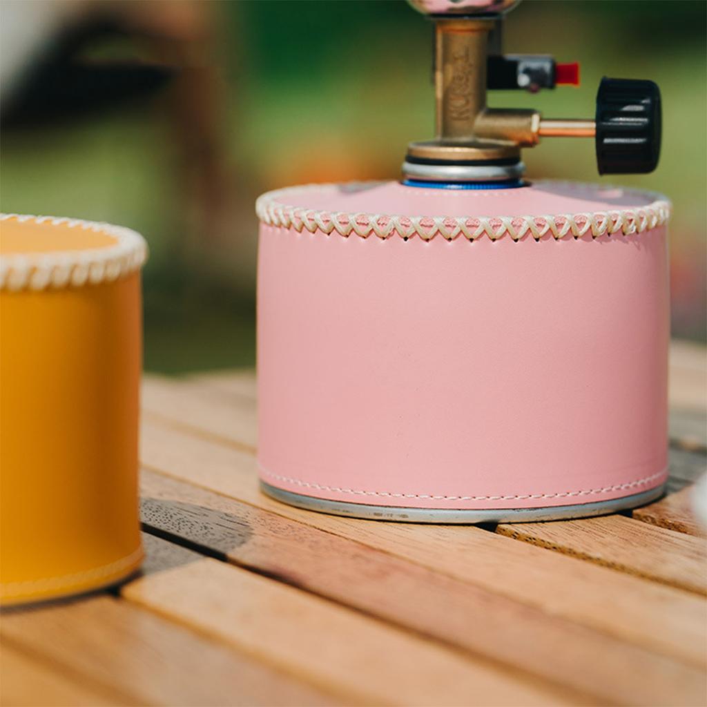 Gas Canister Protective Cover Portable PU Leather Gas Canister Cover for Outdoor Camping Accessories
