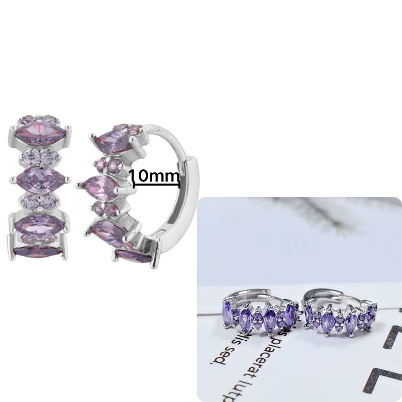 Damen 925 Silber Ohrstecker Lila Zirkon Ohrringe Creolen Lila Kristall Anhänger Ohrring Mode Hochzeits Schmuck