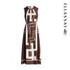 ELLASSAY Women's Geometric Print Silk Sleeveless Dress