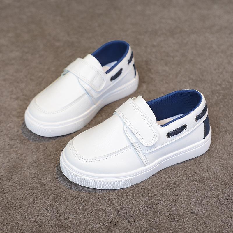 Korean Style Low-Top Leather Slip-On Loafers for Boys & Toddlers - Soft Sole Casual Shoes