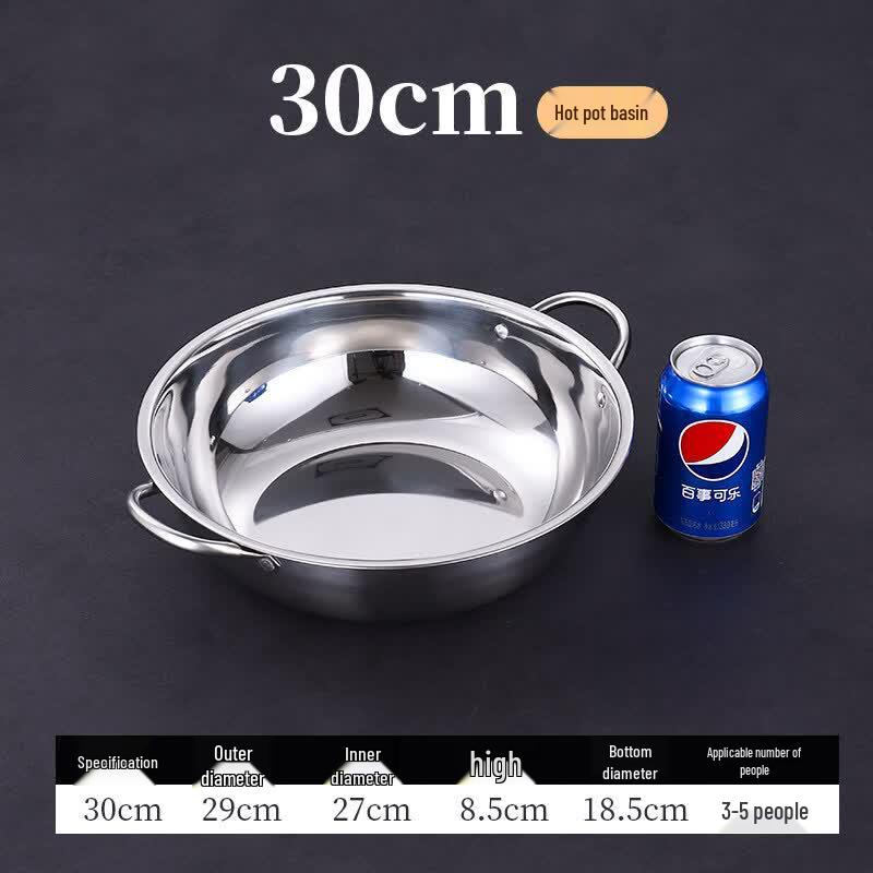 Stainless Steel Double-Handle Clear Soup Hot Pot