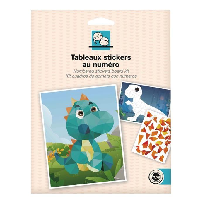 Kit tableaux stickers - MEGACREA DIY - Dinosaures - 2 pièces - A5 - Multicolore