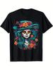 S La Catrina Day of the Dead T-Shirt - Mexican Sugar Skull & Floral Print