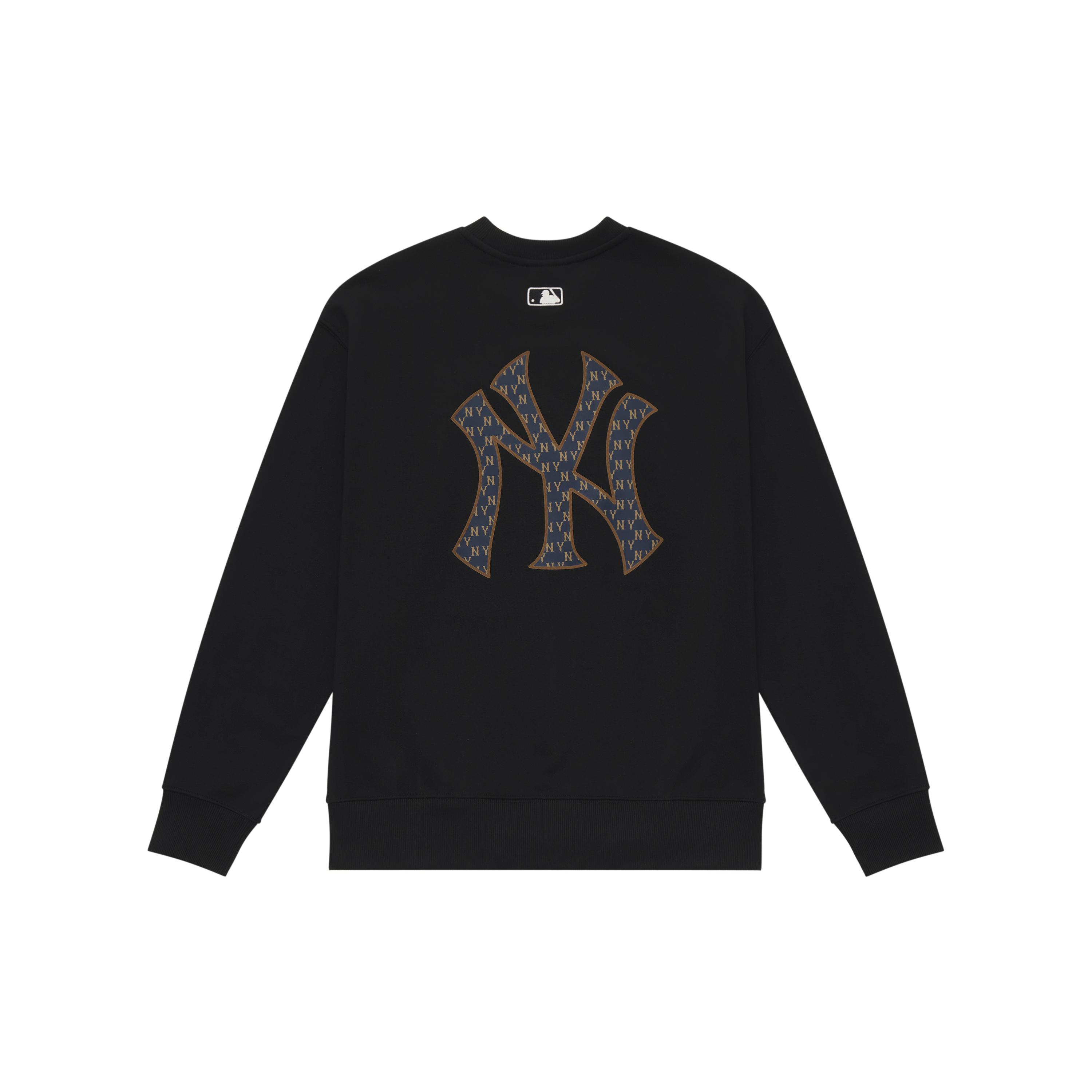 

New MLB MONOGRAM Collection New York Yankees 24FW Crew Neck Sweatshirt Unisex Black 3AMTM0444-50BKS XS