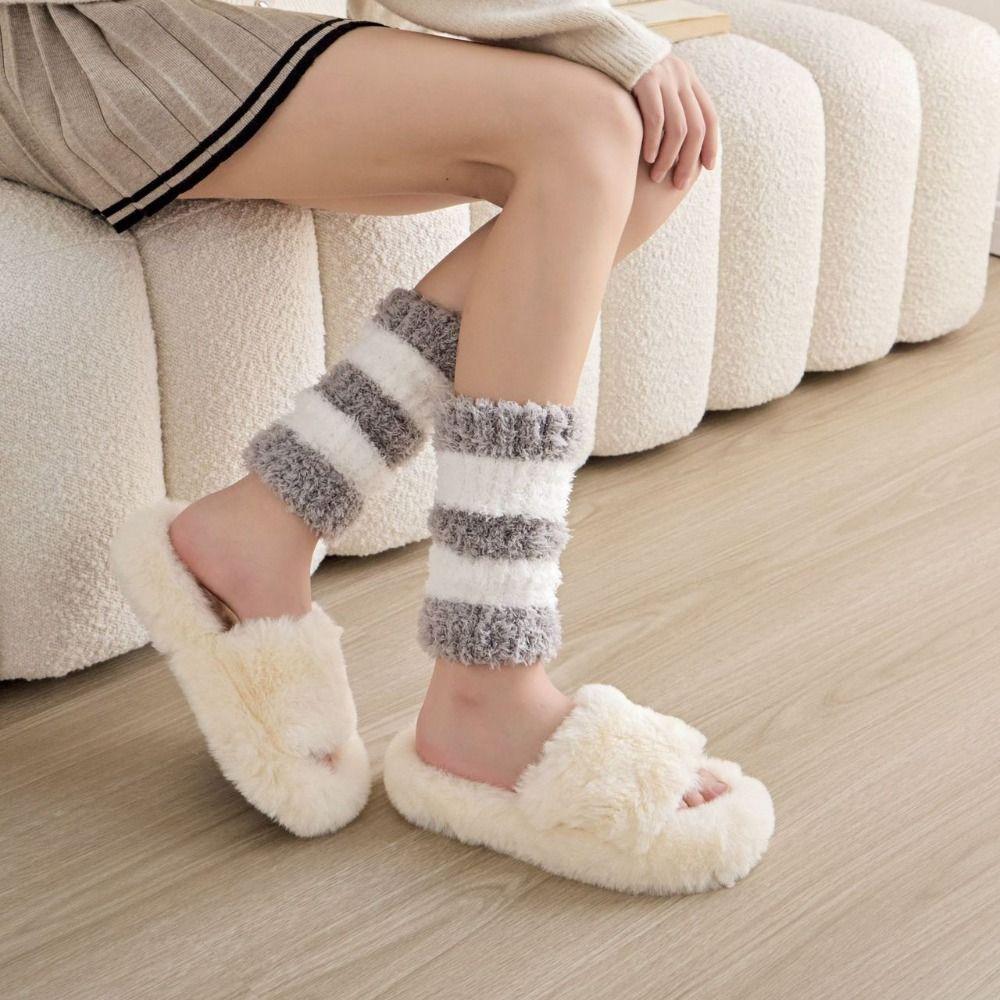 Simple Short Tube Sock Cover Thicken Warm Winter Foot warmer Coral Fleece Stockings  Girl