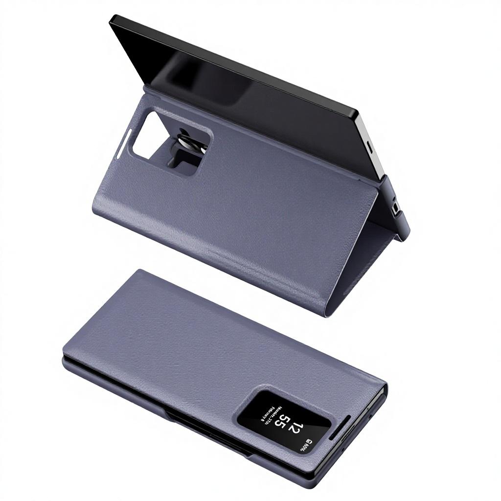 Pour Z Fold7/6 Étui Magnétique de Luxe pour Téléphone Portable à Rabat sans Fenêtre Intelligente de Veille Pliable en Trois Cuir Style Officiel