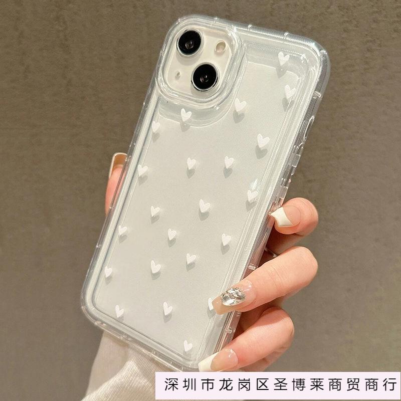 Color small heart applies to Apple 16promax mobile phone case 15plus airbag 14 transparent 1312 simple